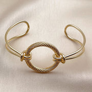 Oro Laminado Individual Bangle, Gold Filled Style Love Knot Design, Polished, Golden Finish