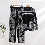 2 piece set long sleeve jersey, wide leg pants and high quality elastic waist