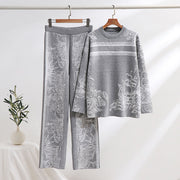 2 piece set long sleeve jersey, wide leg pants and high quality elastic waist