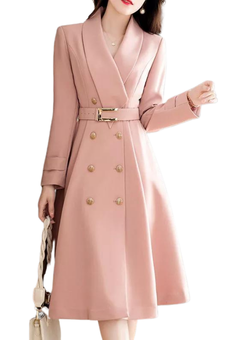 Elegant long-sleeved double-breasted and high-quality dress