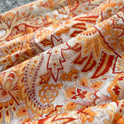 Retro bohemian paisley print dress with long lantern sleeves and high quality belt