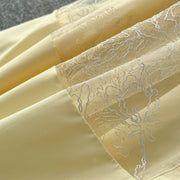 Fashion Women's Embroidery Dresses Stand Collar High Waist Lantern Sleeve Lace Spliced Long Sleeve Elegant Dress Female