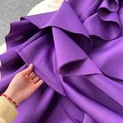 Elegant Sexy High Waist Ruffles Slash Neck Sleeveless Split Dress High Quality