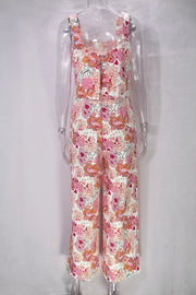 High Quality Sleeveless Casual Floral Backless Wide Leg Elegant Long Jumpsuit
