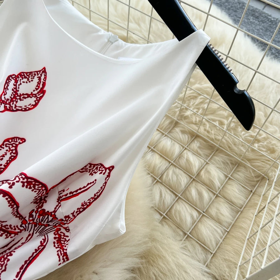 Chic vintage print sleeveless Elegant Fairy spring  Women Sundress women clothing A-line dress
