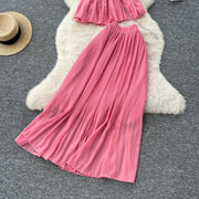 Chic Elegant Three-dimensional Ruched slim chain casual Sexy Evening Fashion fairycore women clothing Two Piece Set
