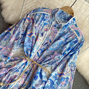 High Quality Big Hem Long Sleeve Turtleneck Printed Dress