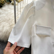 New Autumn Summer Fashion Celebrity Temperament Suit Women's Single Breasted Short Sleeved Top Medium Long Skirt