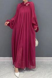 High Quality Round Neck Vintage Elegant Long Sleeve Dress