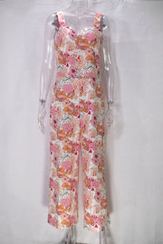High Quality Sleeveless Casual Floral Backless Wide Leg Elegant Long Jumpsuit