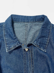 Long Dress Women Denim Dresses A Line Vestidos  Streetwear Turn Down Collar Sleeveless Elegant Casual Loose