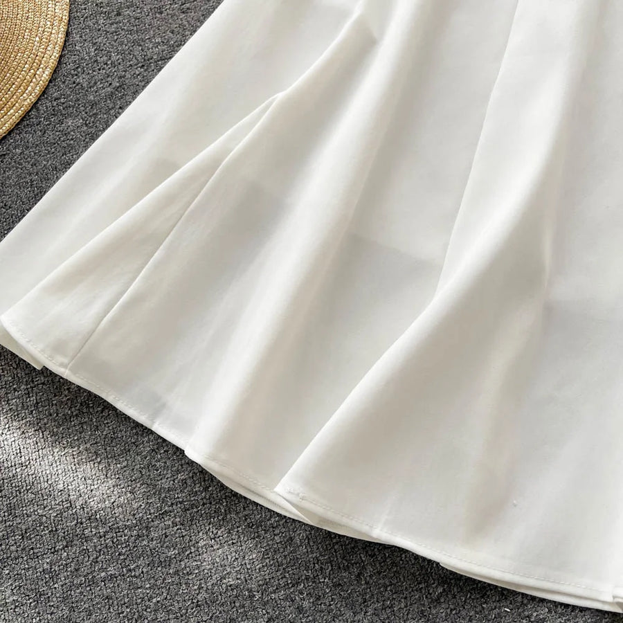 New Autumn Summer Fashion Celebrity Temperament Suit Women's Single Breasted Short Sleeved Top Medium Long Skirt