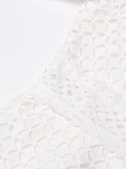 Vintage dresses round neck, flare sleeve, high waist, hollow out patchwork, high quality embroidery