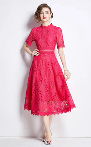 High quality vintage elegant short sleeve dress