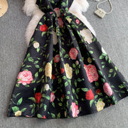 Fashion Elegant Print Sleeveless Dress Women 2026 Summer New Slim Waist Gown Ball Big Swing Robe Fresh Temperament Vestidos