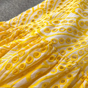 Quality Spaghetti Straps Ruffles Backless Sexy Hollow Out Embroidery Dress