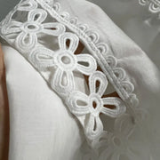 Lantern-sleeved long-sleeved shirt + elastic waist lace splicing hollow-out skirt skirt suit