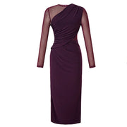 Women's French Sexy Midi Dress Woman Elegant Black Purple