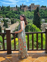 Print Tassels One-piece Long Dress Women Elegant Scarf Collar Sleeveless Backless Slim Party Dresses New Fashion Ladies Vestidos