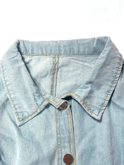 Long Dress Women Denim Dresses A Line Vestidos  Streetwear Turn Down Collar Sleeveless Elegant Casual Loose