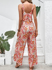 High Quality Sleeveless Casual Floral Backless Wide Leg Elegant Long Jumpsuit