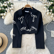 High quality vintage style notched collar long sleeve top