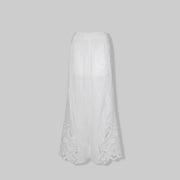 Female New High Waist Linen Sets Thin Pant Outfits O-Neck Elegant Sleeveless Tops Hollow-Out Embroidery Women Two-Piece Vest Set