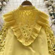 High Quality Pearl Long Sleeve Embroidered Blouse