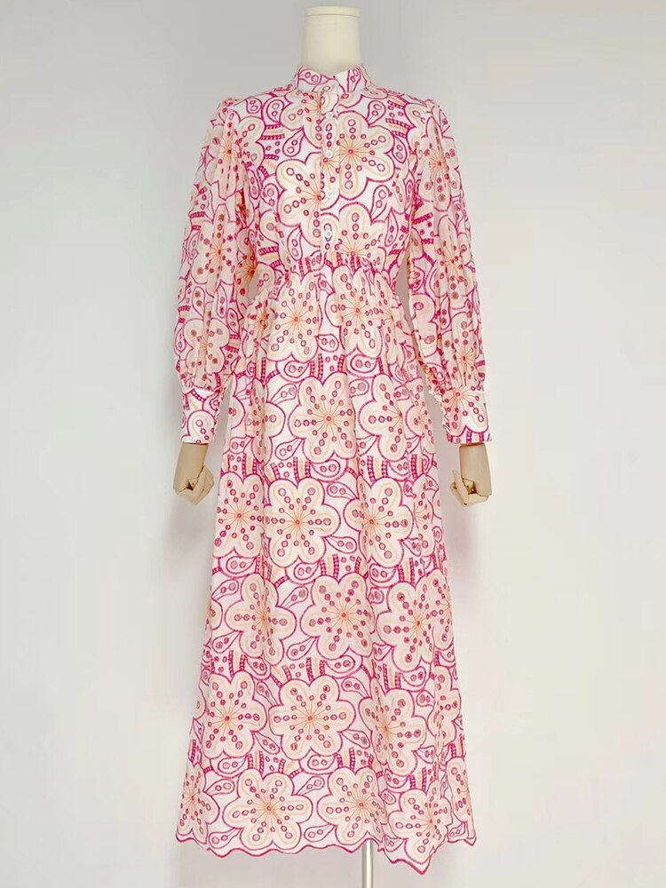 High Quality Flare Sleeve High Waist Ruched Color Printed Dresses