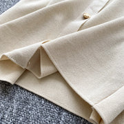 High quality two piece outfits with long sleeves and turn-down collar, buttons and pencil skirt