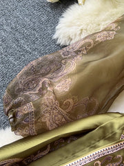 High-quality paisley print patchwork wrap puff sleeve maxi party dress