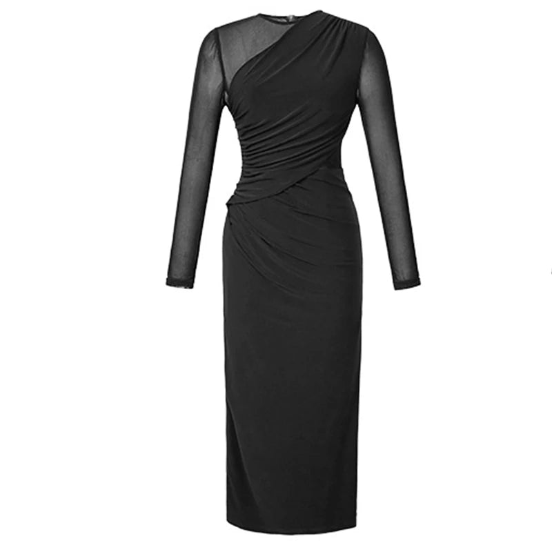 Women's French Sexy Midi Dress Woman Elegant Black Purple
