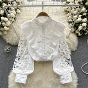 High Quality Pearl Long Sleeve Embroidered Blouse