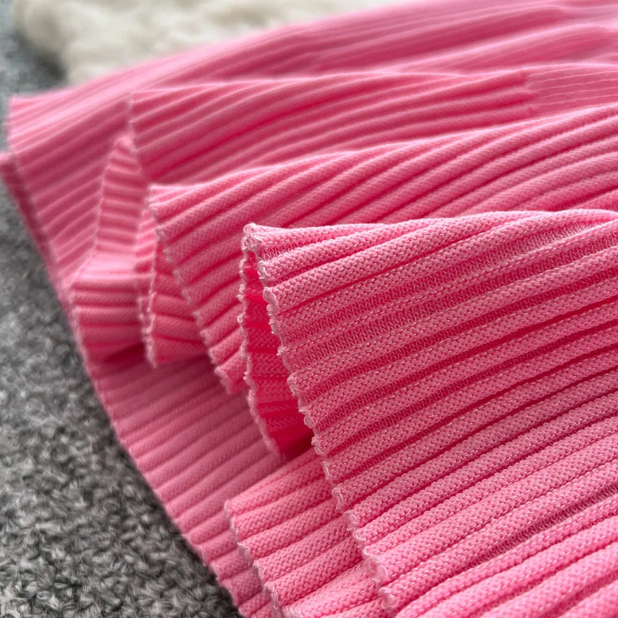 Ribbed Knit Dress Sleeveless Lapel Belt French Ins Chic Spring Summer Celebrity Style Feminine A-line Long Dress