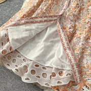 Elegant vintage button-down midi dress with high-quality print