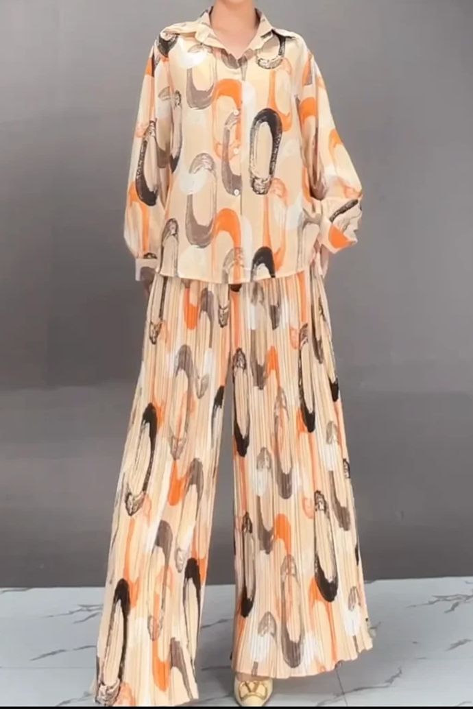 Conjunto de 2 camisas de manga larga+pantalones de pierna ancha de alta calidad