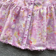High Quality Belted Lantern Sleeve High Neck Floral Dress
