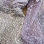 Elegant Long Sleeve Stand Collar Big Bow Tweed A-line Dress High Quality Embroidery