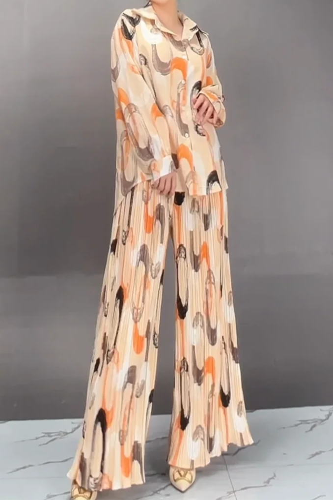 Conjunto de 2 camisas de manga larga+pantalones de pierna ancha de alta calidad