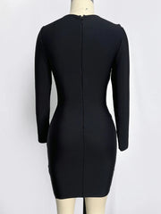 Sexy V Neck Mesh Long Sleeve Luxury Shiny Diamond Bodycon Mini Dress Elegant High Quality