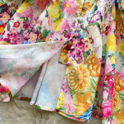 High quality long sleeve French vintage style elegant floral print dress