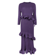 High quality long sleeve dress with ruffles and pleated bow