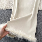 Basic Sets V-Neck Button-Down Knitted Blouse + High Quality Elastic Waist Bodycon Skirt