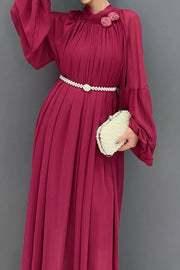 High Quality Round Neck Vintage Elegant Long Sleeve Dress