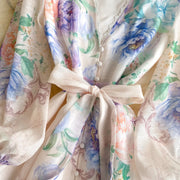 Lace Chiffon Floral Dress Maxi A-line Lantern Sleeve V Neck Spring Women Retro French Fairycore Elegant Vacation Dress