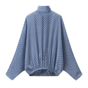 Vintage Polka Dot Women Sets Chiffon Bow Tie Loose Blouses Loose Long Skirts Fashion  Spring Summer Holiday Suits