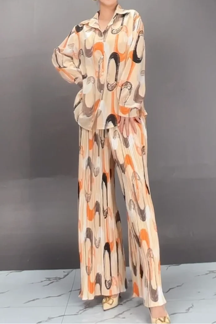 Conjunto de 2 camisas de manga larga+pantalones de pierna ancha de alta calidad