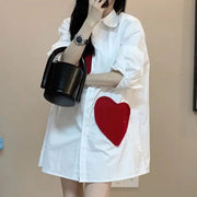 Elegant long sleeve shirt with high quality hearts