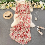 Sexy Two Pieces Sets Chic Bandage chiffon Shirt Top with sweet High Waist mermaid Skirt Beach Vacation Sets