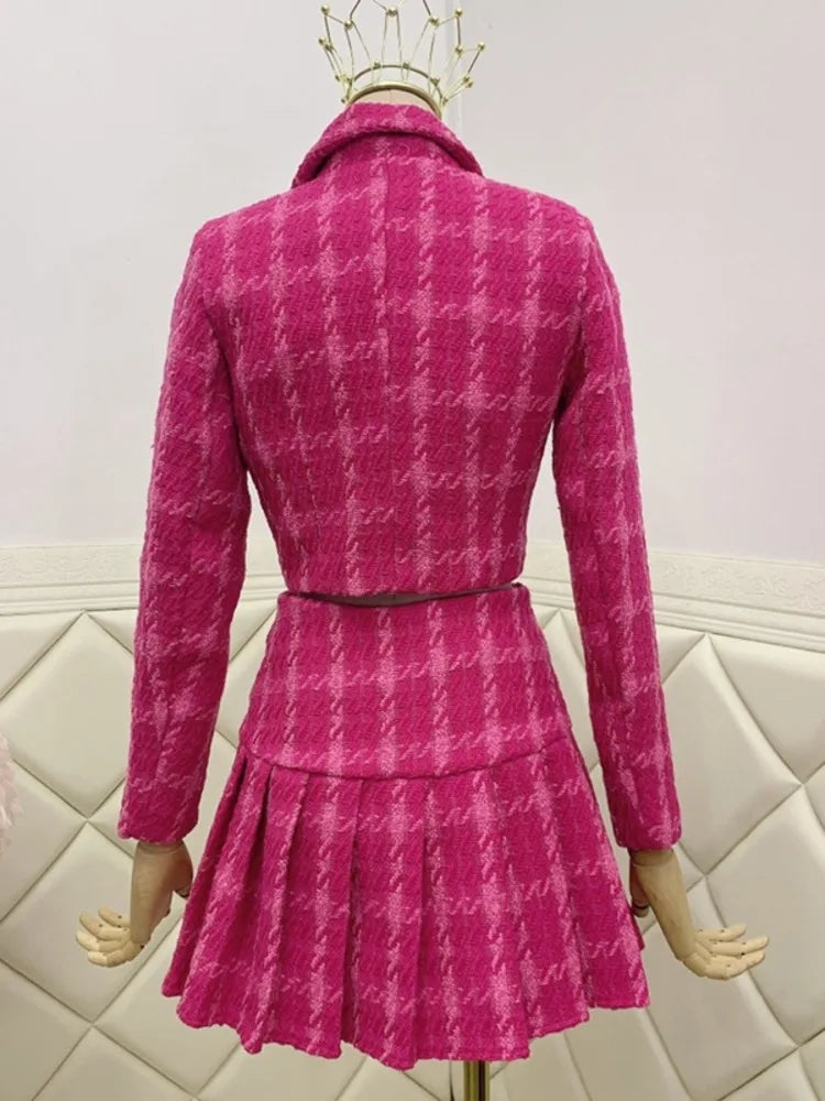 Vintage tweed two-piece set short jacket and high quality skirt